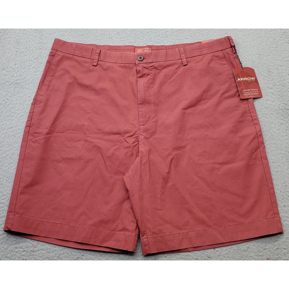 Vintage Arrow Khakis Shorts Mens 42 Red Regular Fit Comfort Flat Front Outdoor